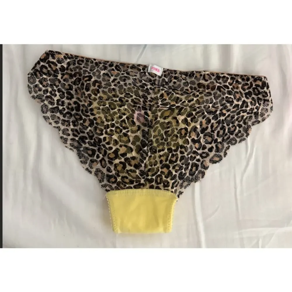 NWOT VS PINK Lace Back Bikini Party Girl Leopard Yellow XS 2012